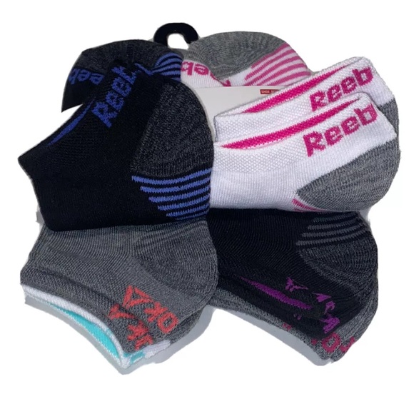 Reebok Low Cut Performance Socks 6 Pair Women 4-10 Gray White Multicolor w Logo - Picture 8 of 11